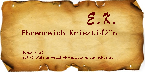 Ehrenreich Krisztián névjegykártya